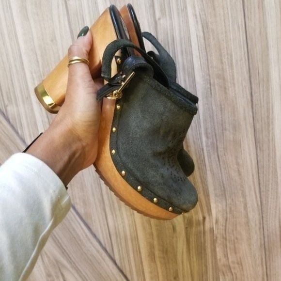 Tory Burch Suede Brayden Slingback Black Clogs - Picture 11 of 16